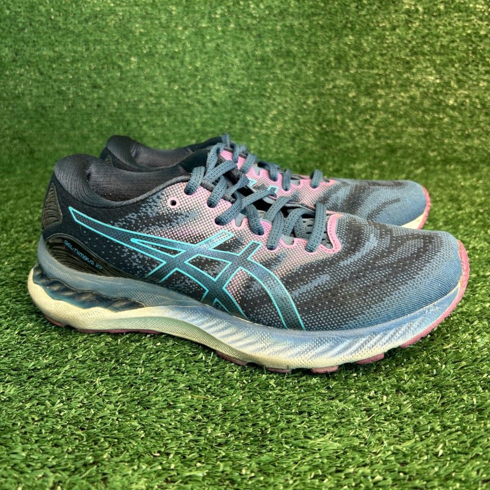 ASICS Gel-Nimbus 23 Mesh Cushioning Running Sneakers Blue Pink Womens Sz 8 Wide